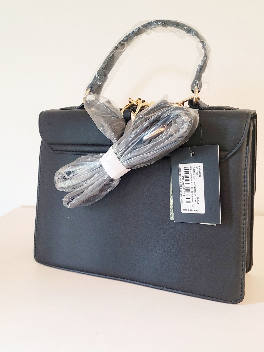 Badgley Mischka Black Studded with Gold Chain - Picture 4 of 5